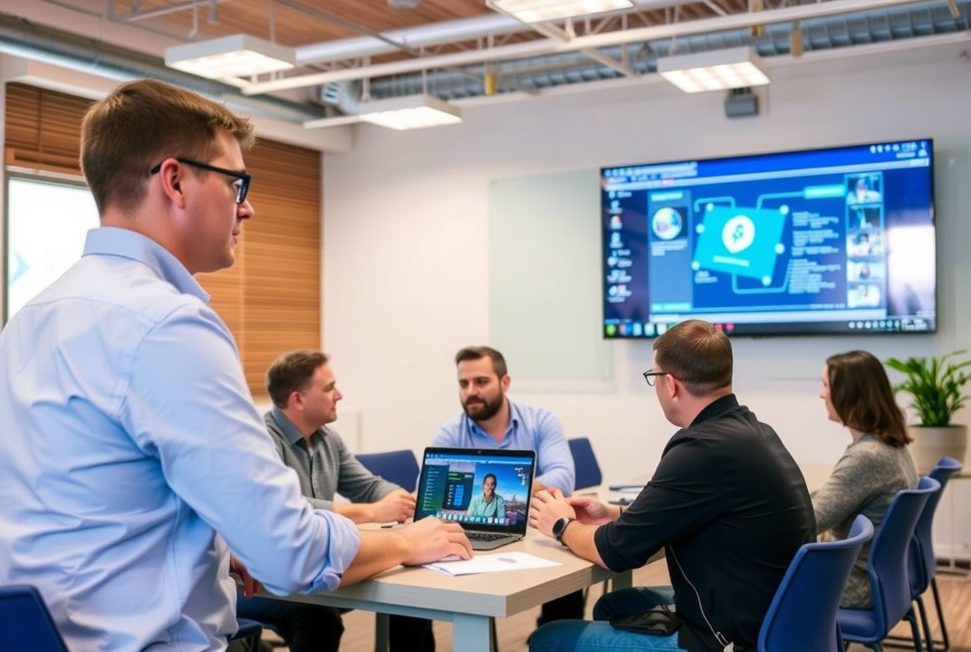 Team training session on data security