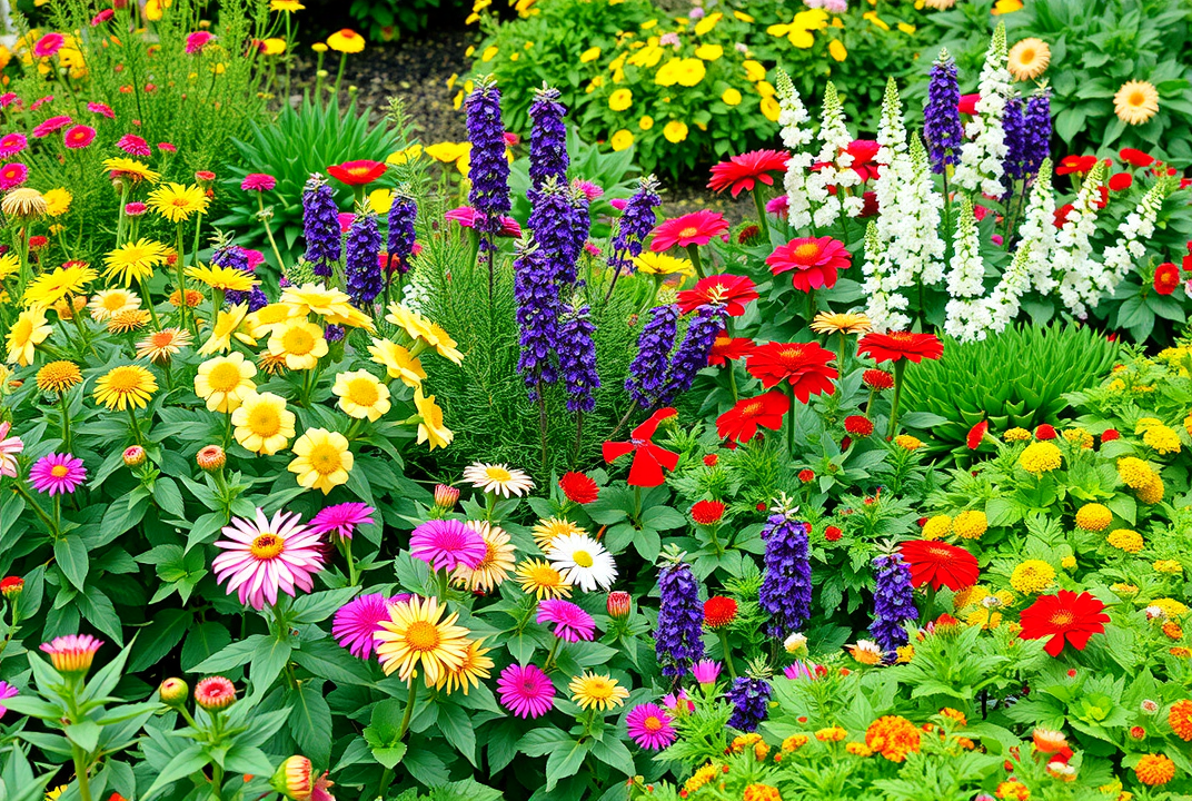 A vibrant garden showing seasonal variety