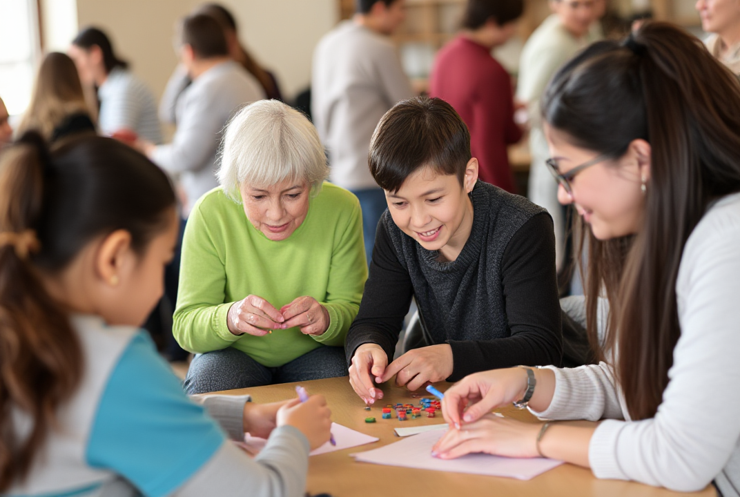 People of different ages engaging in group activities