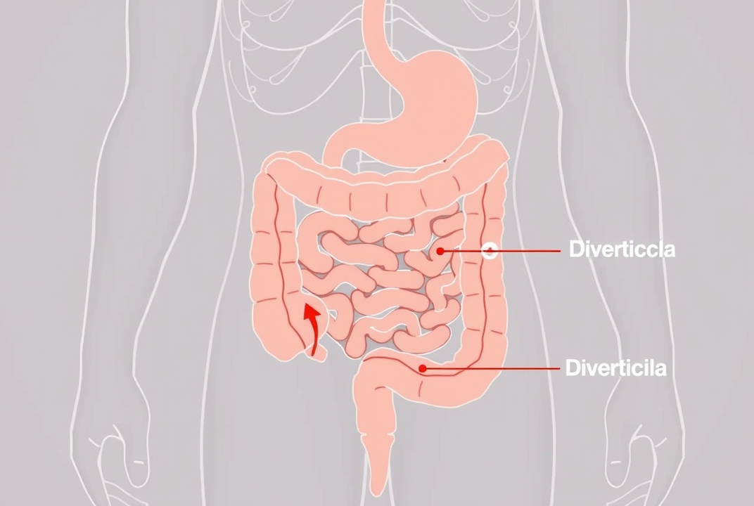 diagram of the digestive system highlighting the colon and diverticula