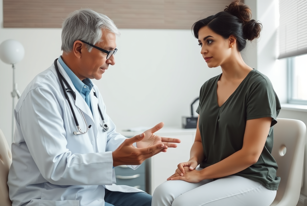a doctor consulting with a female patient