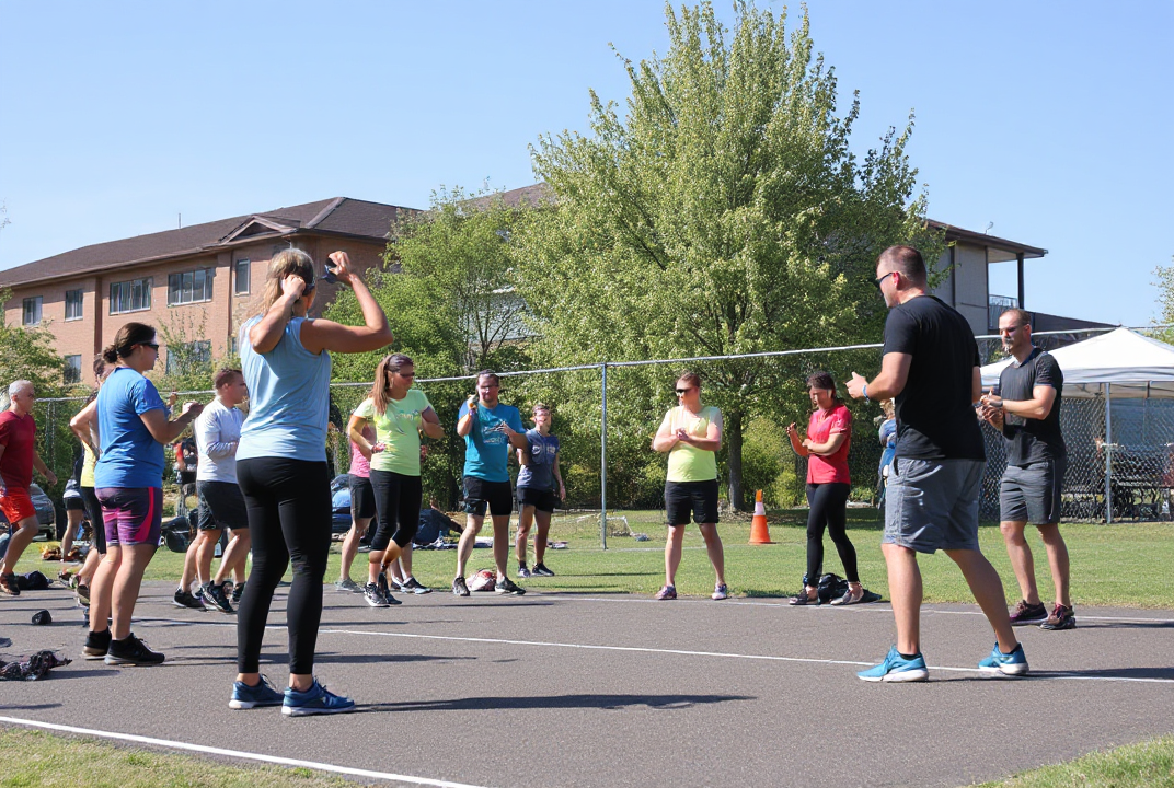 community fitness event or group training outdoors