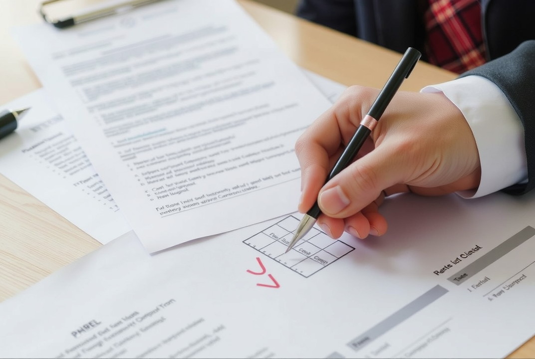 Documents with checklist and signature