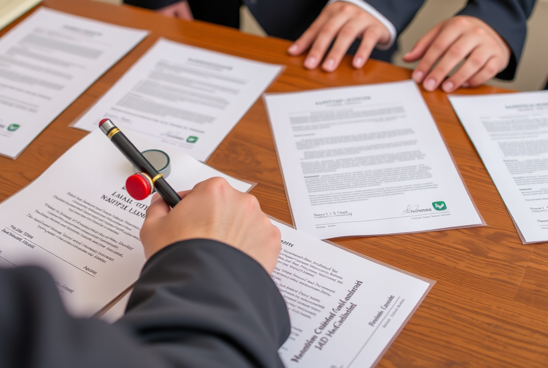Various legal documents being notarized
