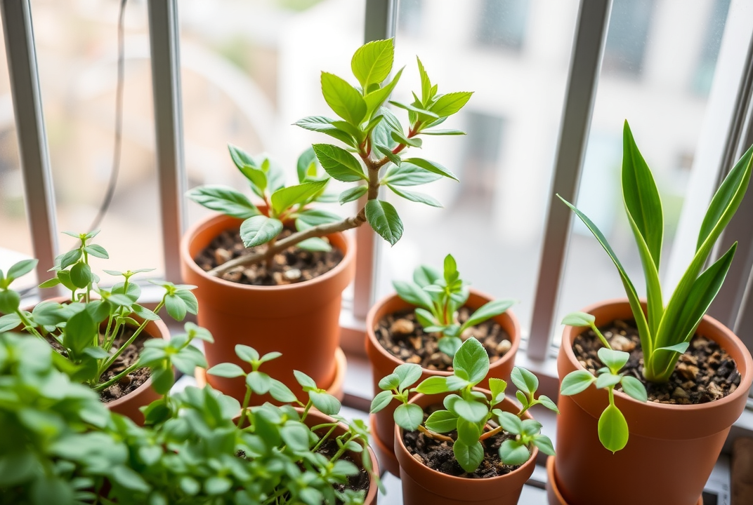 small compact potted balcony plants