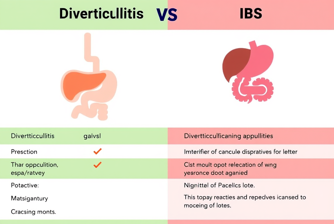 Comparison chart of diverticulitis vs. IBS
