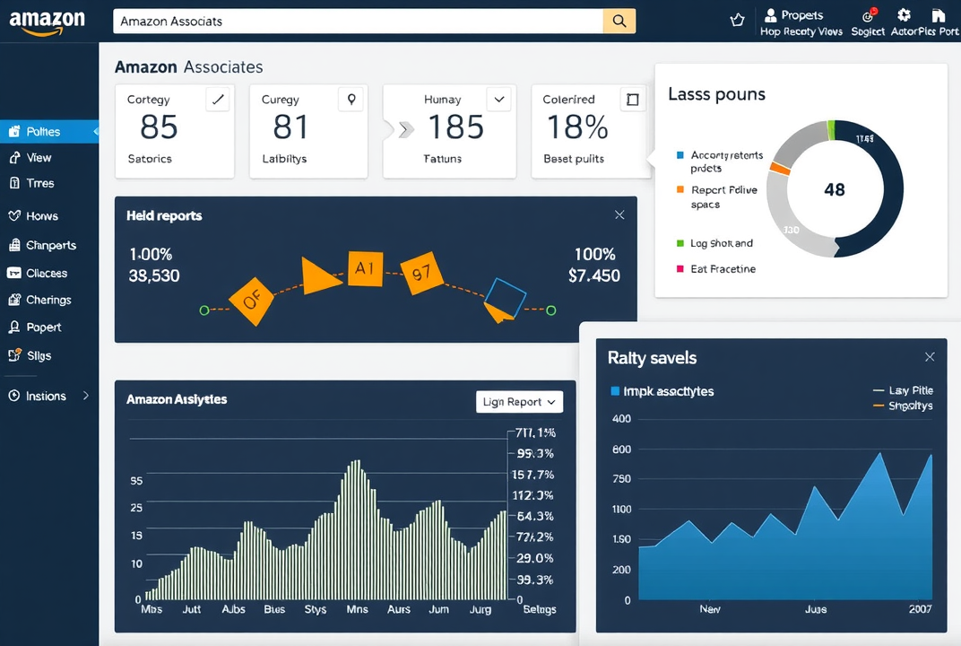 Amazon Associates dashboard displaying reports and analytics