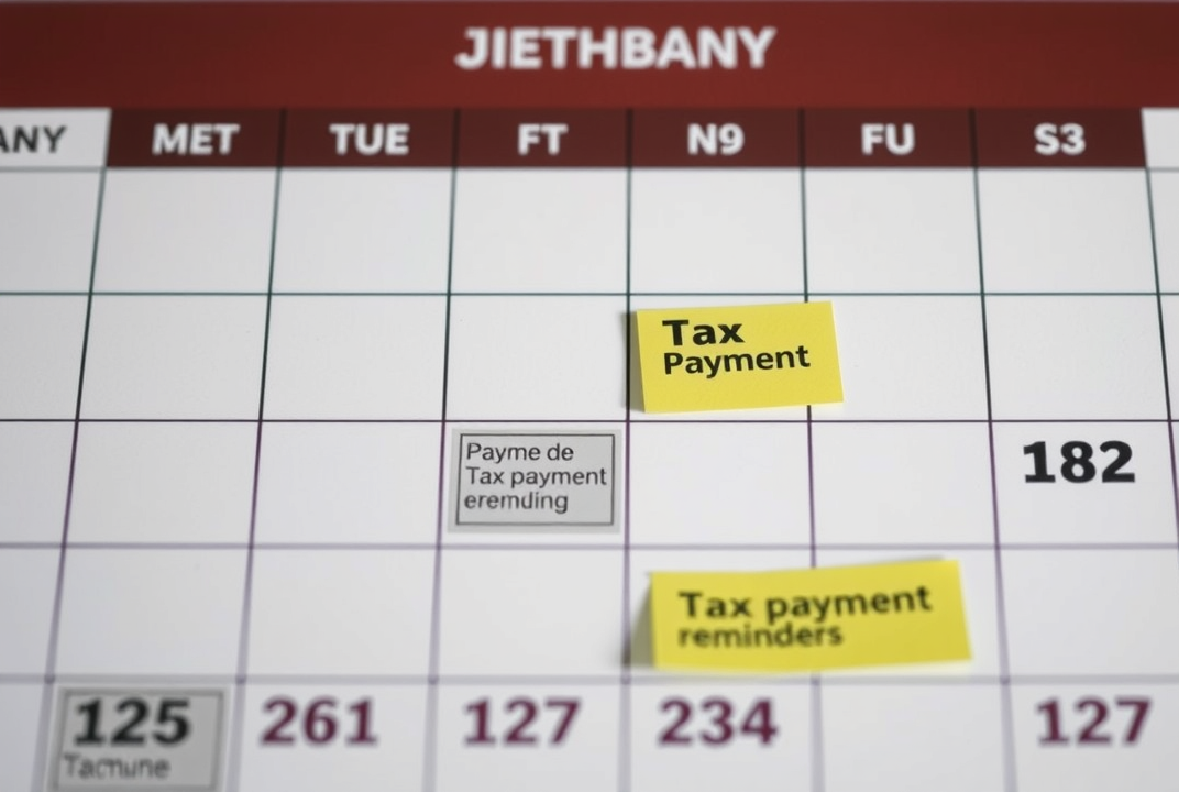 A calendar with tax payment reminders marked