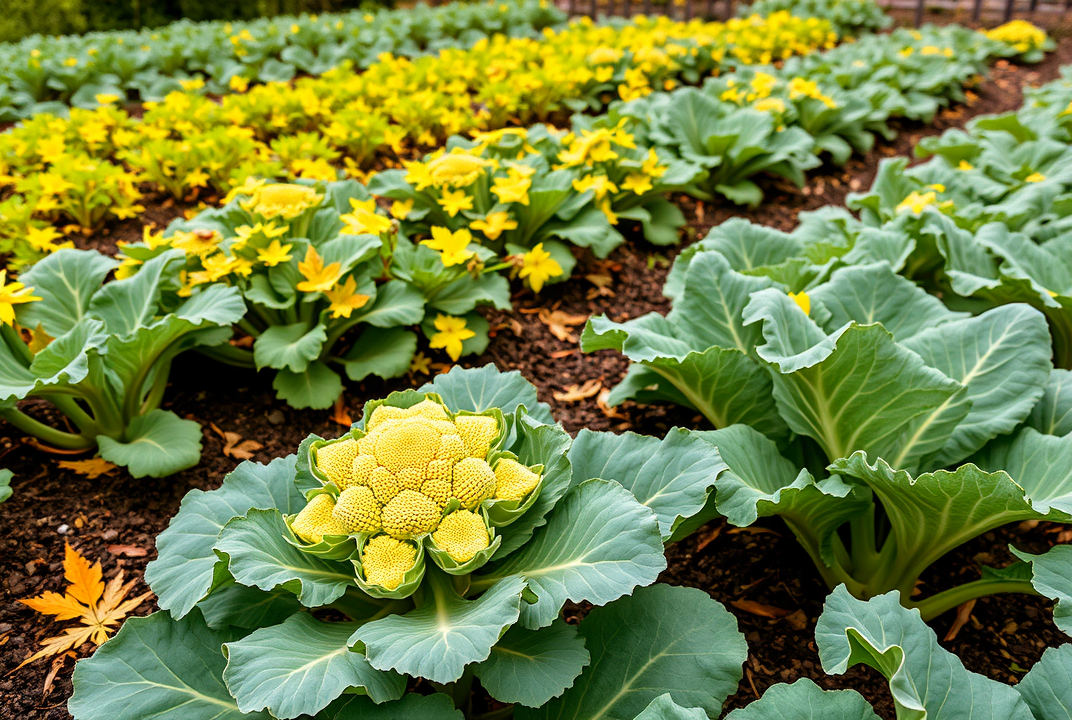 fall garden with broccoli and cover crops