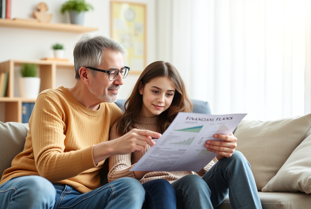 family reviewing financial plan together