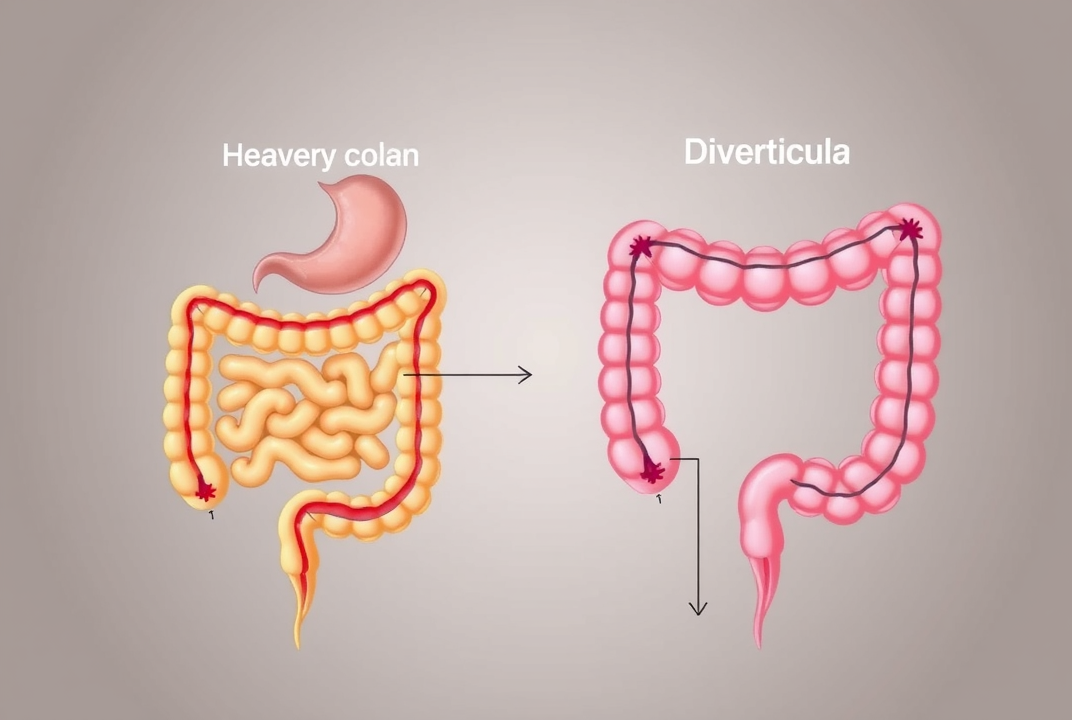 diagram of a healthy colon versus a colon with diverticula