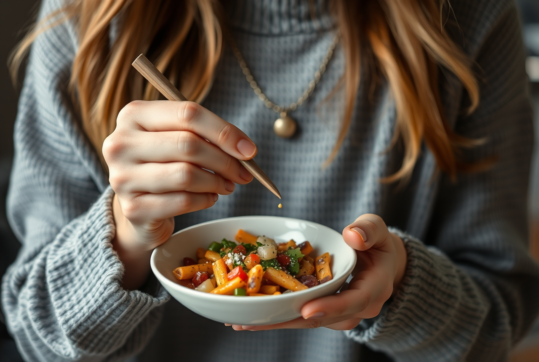 person eating a high-fiber meal