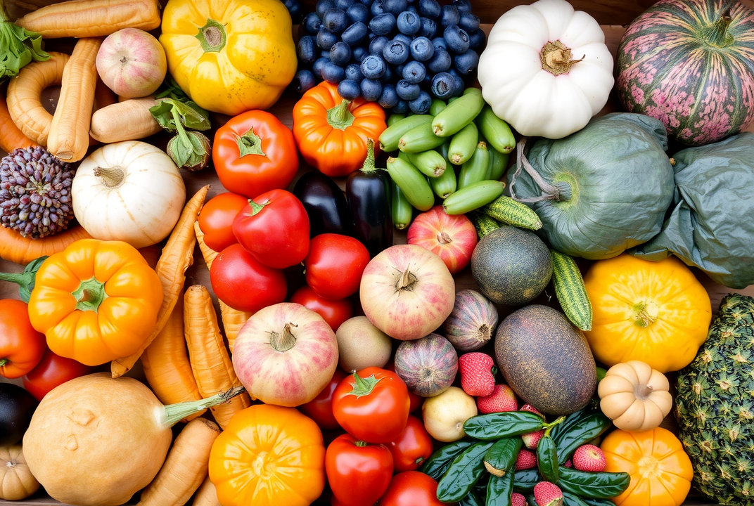 diverse array of fruits and vegetables