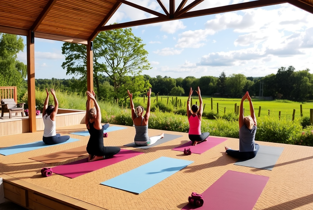 group yoga class in a serene setting