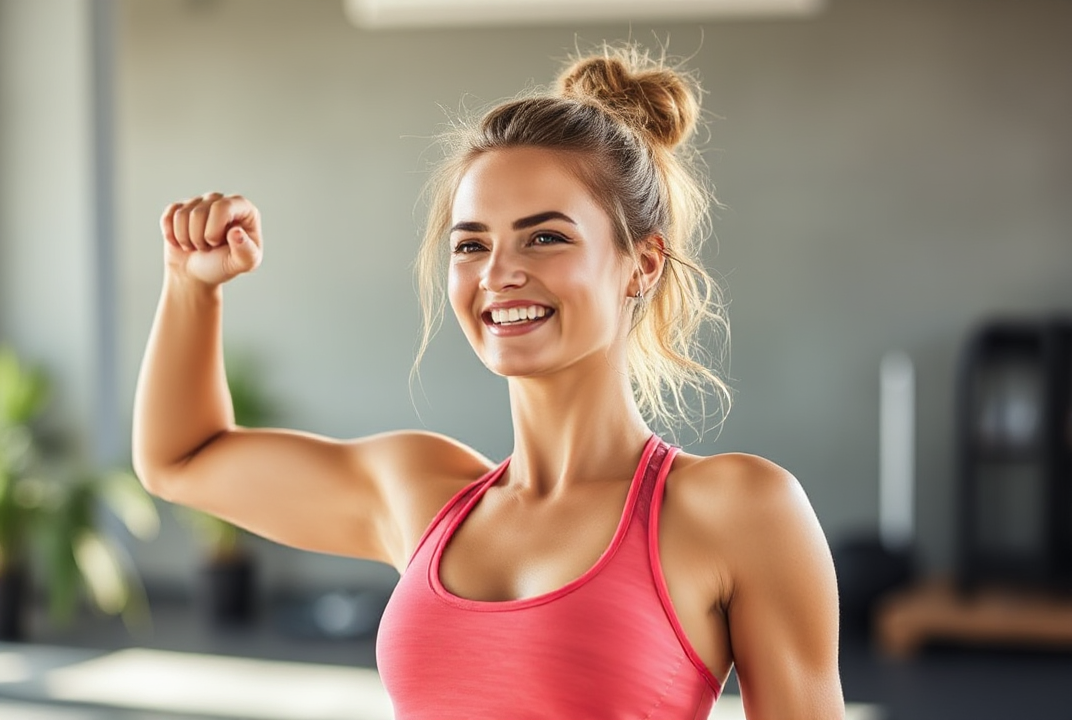 Woman feeling accomplished post-workout