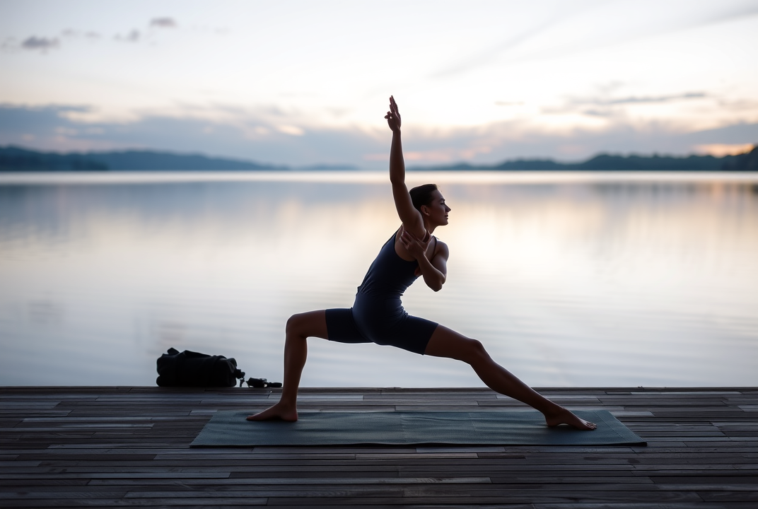 Person practicing yoga in a calm setting