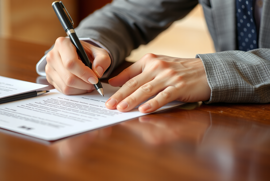 Person signing a notarized document