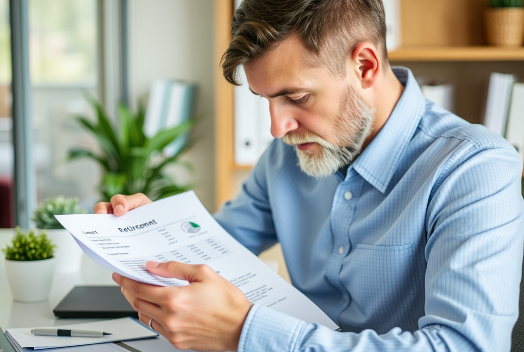 Individual analyzing retirement account statements