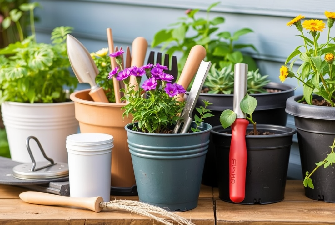 Container gardening tools and accessories