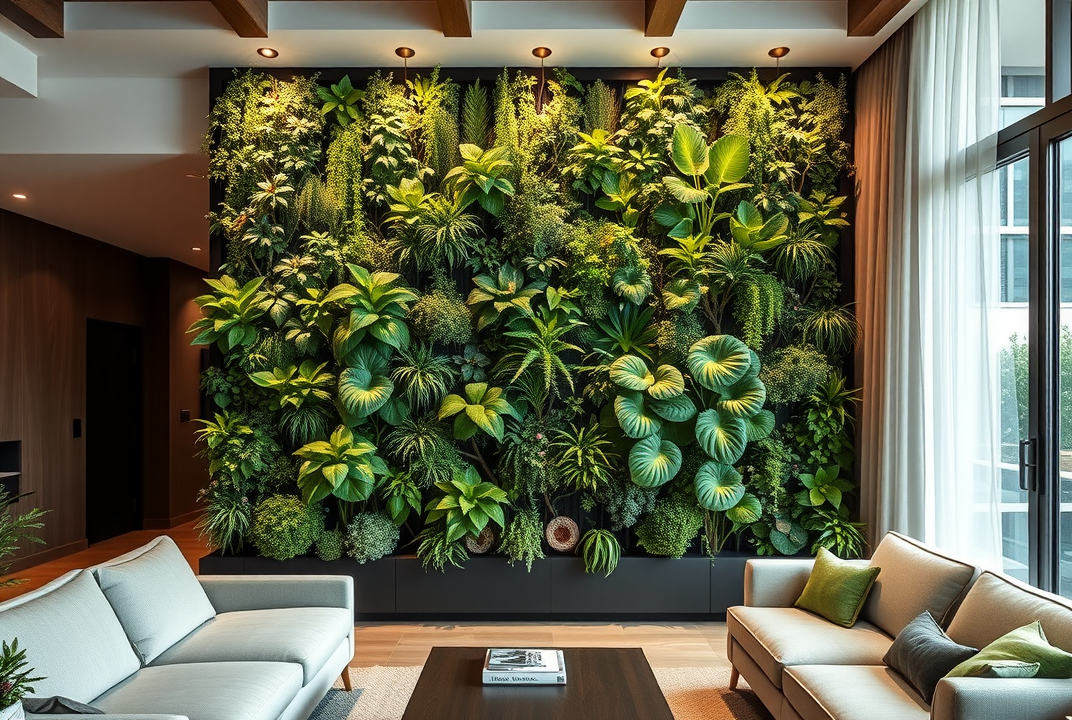 a living wall in a modern urban home