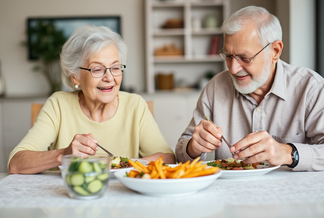 Elderly couple enjoying a healthy meal