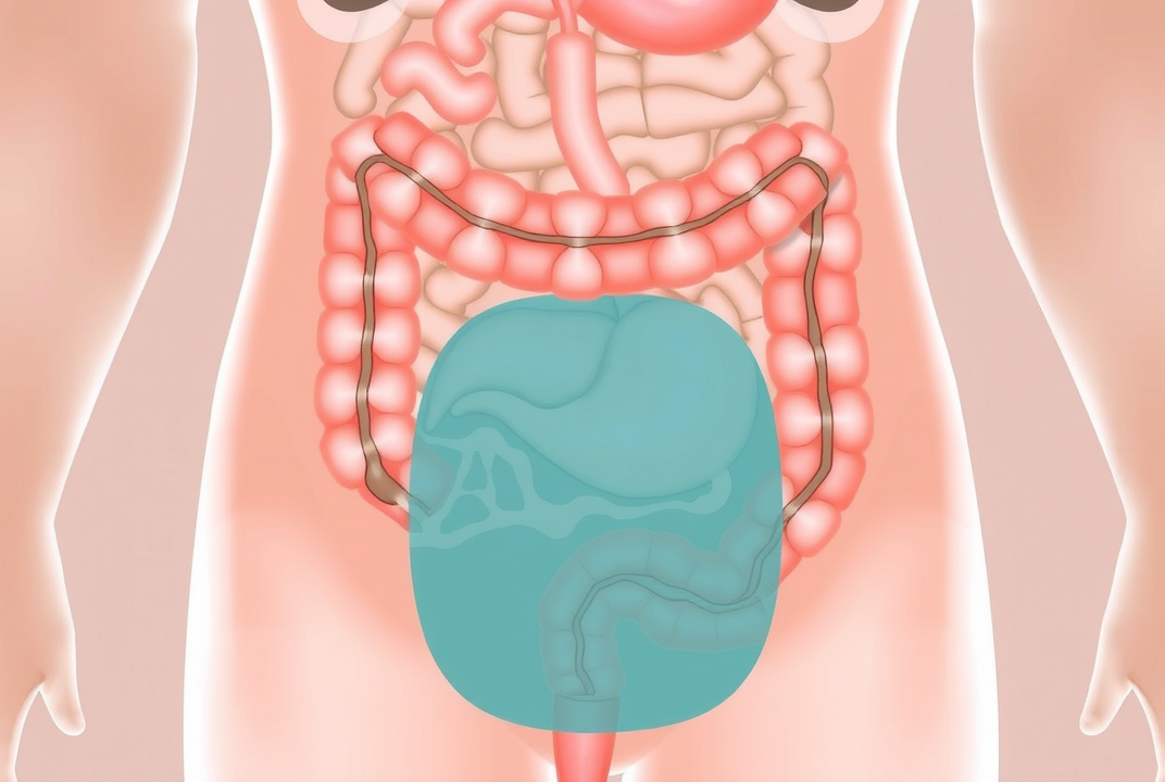 Diagram of a human digestive system highlighting the colon and diverticula