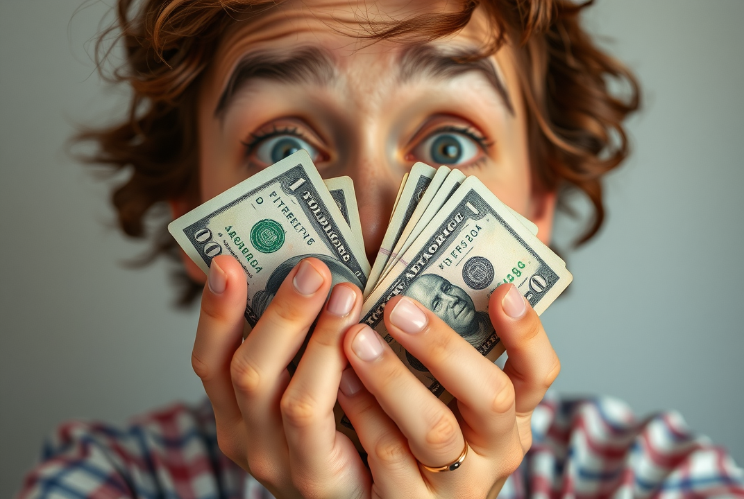 a person amazed by finding money they didn’t know they had