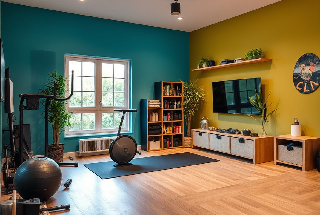 A comfortable home workout space setup
