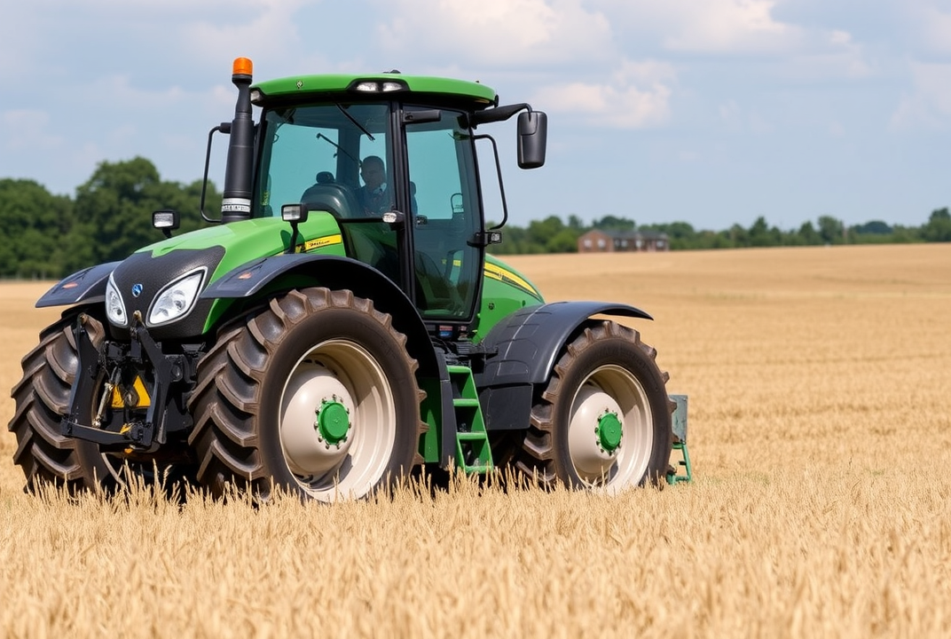 GPS-equipped tractor in a field