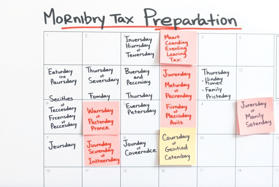 A calendar marked with deadlines, emphasizing early tax preparation