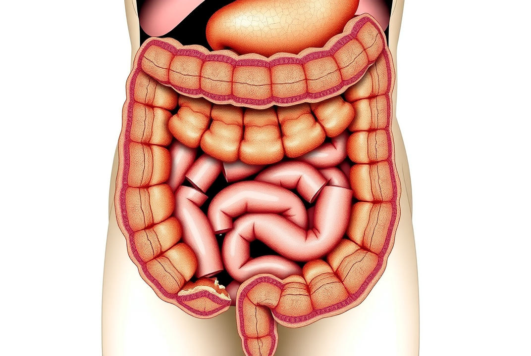 Cross section of human digestive system illustrating diverticula