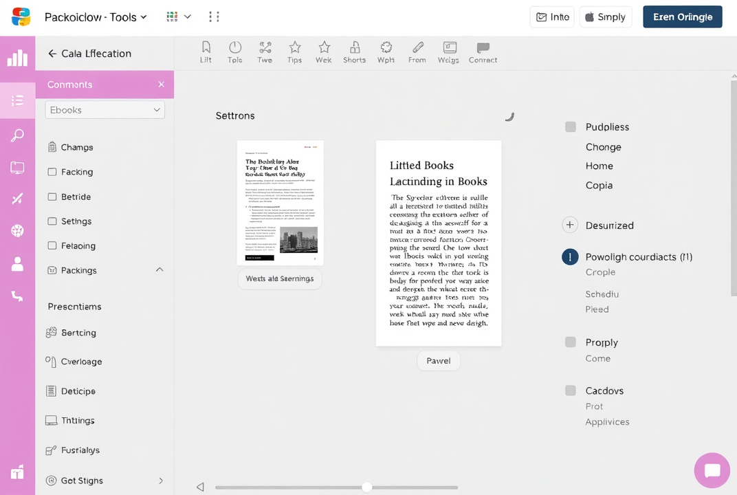 screenshot of ebook creation tool interface