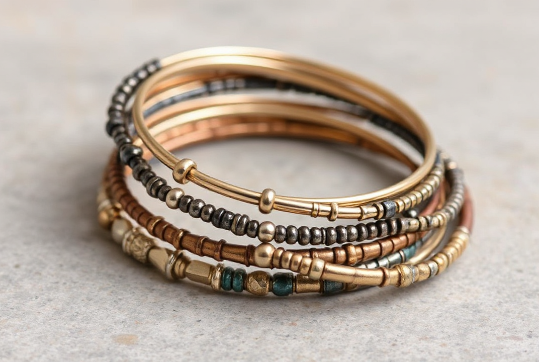 Mixed metal bangles