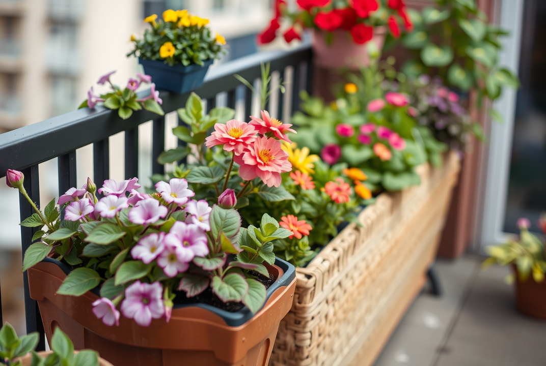 vibrant container garden on an urban balcony