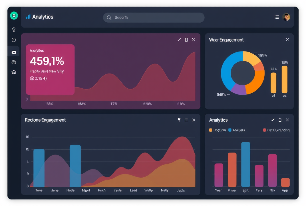 Display of analytics dashboard indicating user engagement