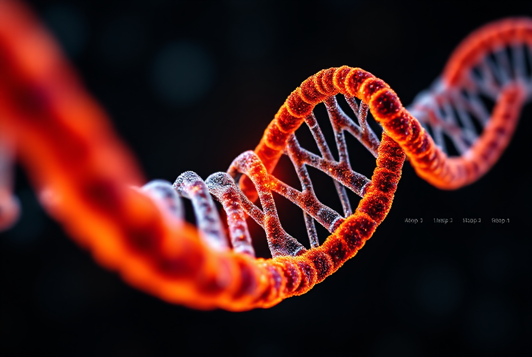 DNA helix with human lifespan chart