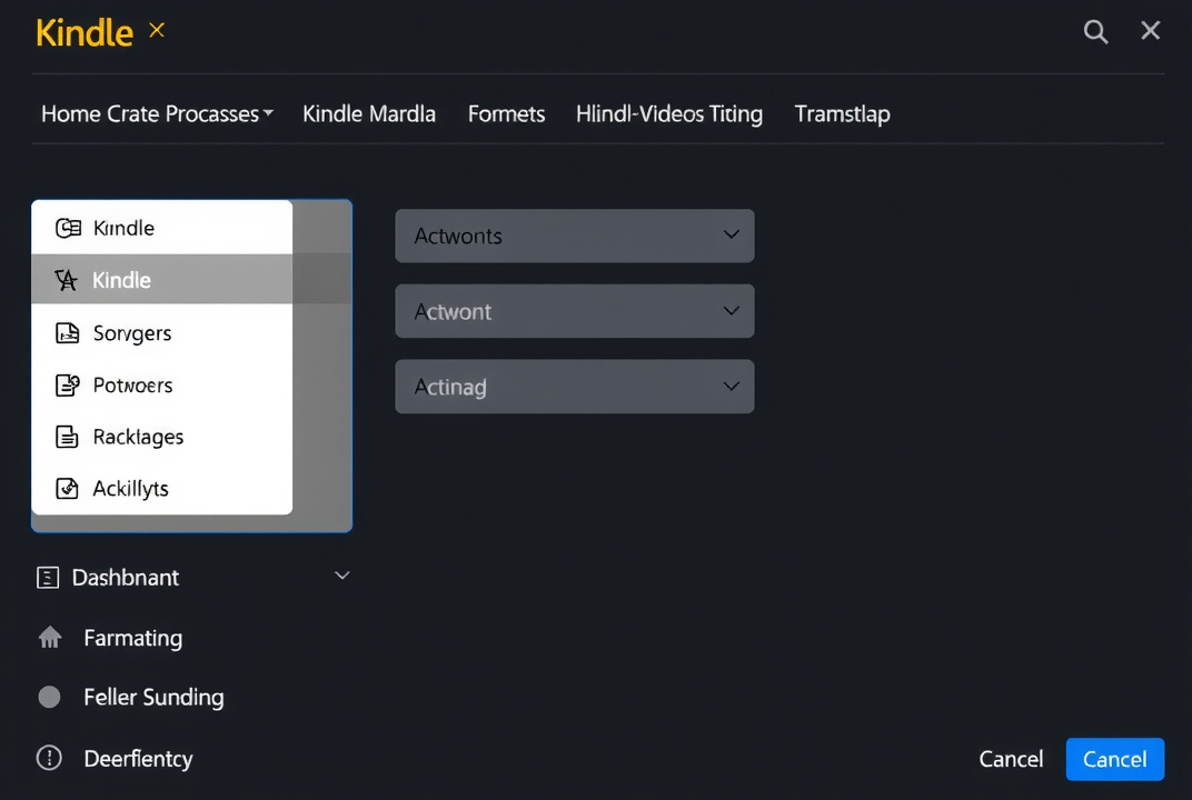 Kindle Create dashboard showing formatting options